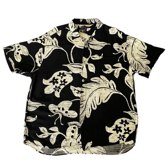 Jams World Men’s Black Floral Hawaiian Aloha Shirt Button Up XL Surf Tropical - Picture 1 of 10